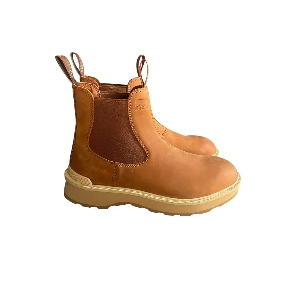 Sorel Women’s Hi-Line Scorch Tawny Buff Colored Leather Chelsea Boots Size-9